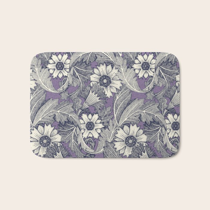 acanthus navy blue violet Bath Mat Gallery Image 1
