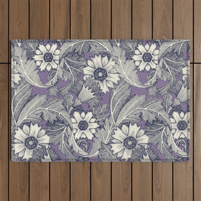 acanthus navy blue violet Outdoor Rug Gallery Image 1
