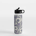 acanthus navy blue violet Water Bottle Gallery Image 1