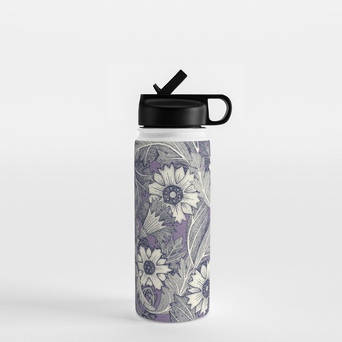 acanthus navy blue violet Water Bottle Gallery Image 1