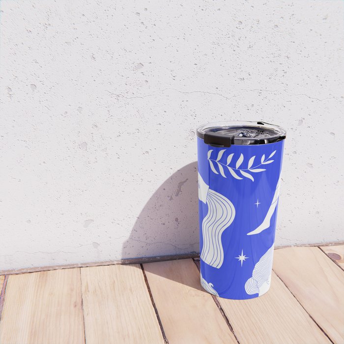 Blue greek statue and classic vintage monument pattern Travel Mug Gallery Image 4