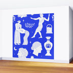 Blue greek statue and classic vintage monument pattern Wall Mural Gallery Image 2