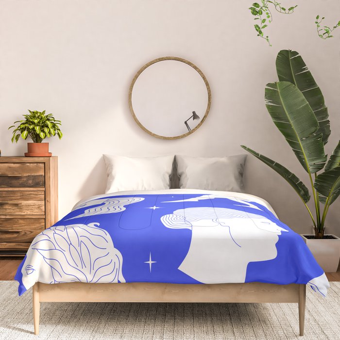 Blue greek statue and classic vintage monument pattern Comforter Gallery Image 3