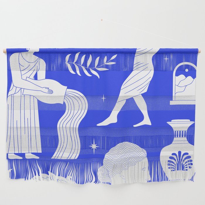 Blue greek statue and classic vintage monument pattern Wall Hanging Gallery Image 1