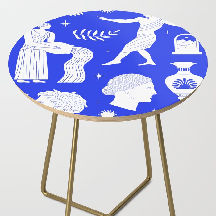 Blue greek statue and classic vintage monument pattern Side Table Gallery Image 2