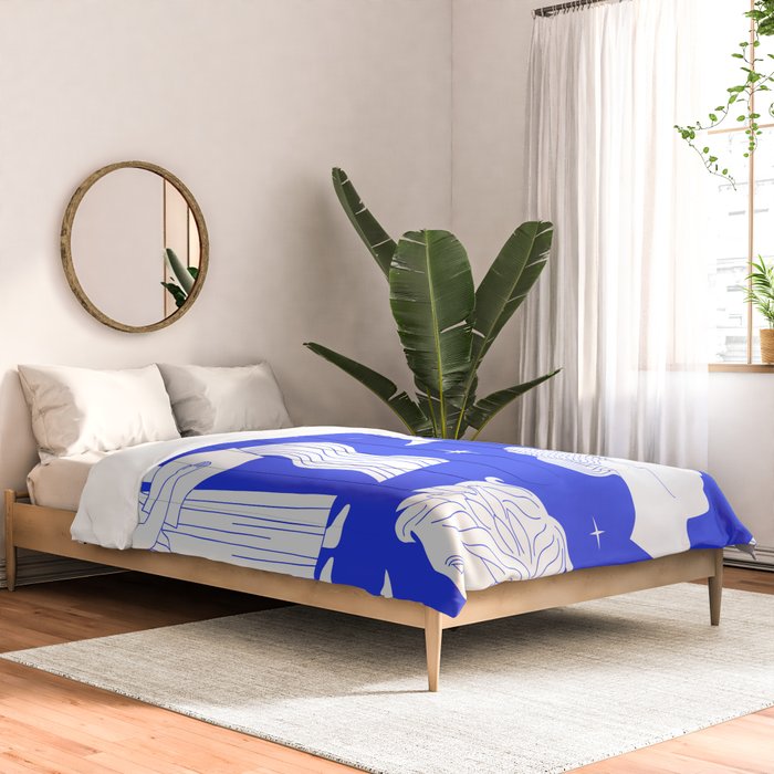 Blue greek statue and classic vintage monument pattern Comforter Gallery Image 2