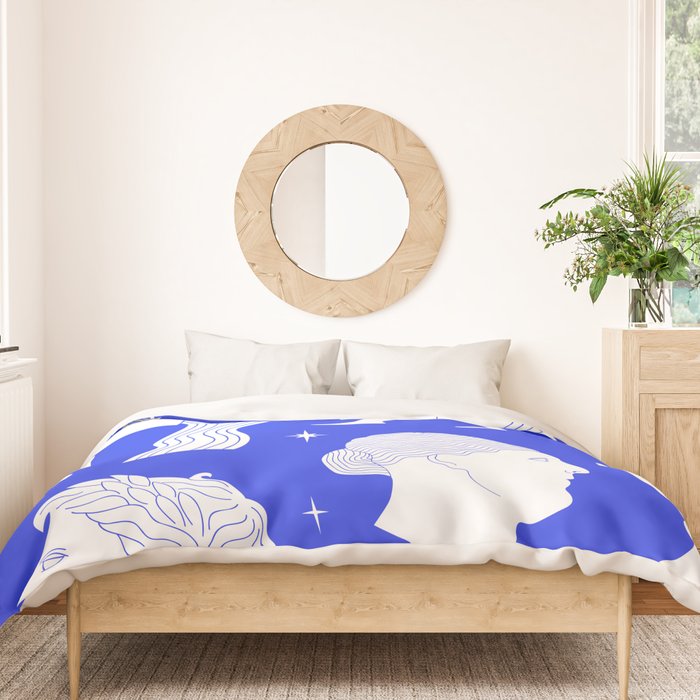 Blue greek statue and classic vintage monument pattern Duvet Cover Gallery Image 3