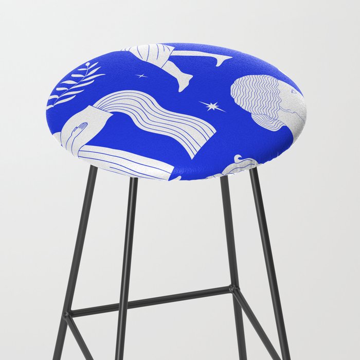 Blue greek statue and classic vintage monument pattern Stool Gallery Image 2