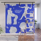 Blue greek statue and classic vintage monument pattern Wall Mural Gallery Image 1