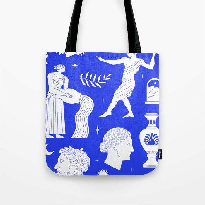 Blue greek statue and classic vintage monument pattern Tote Bag Gallery Image 1