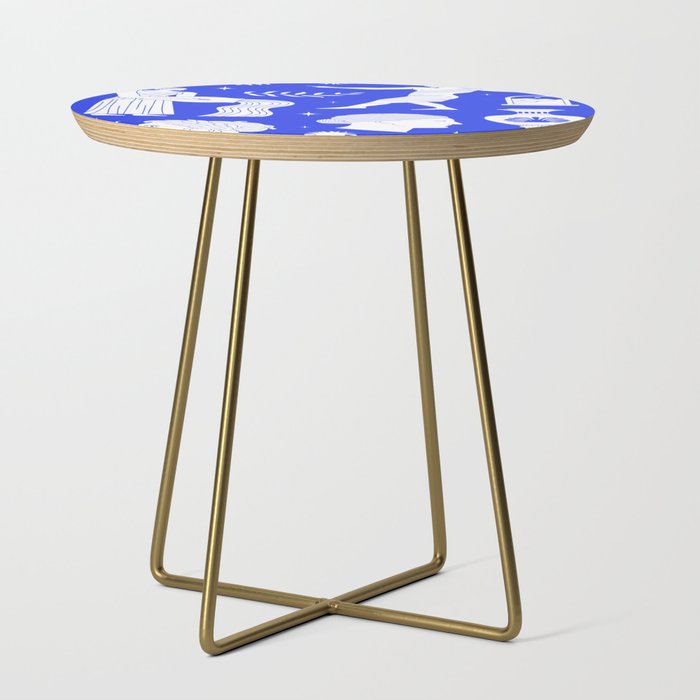 Blue greek statue and classic vintage monument pattern Side Table Gallery Image 1