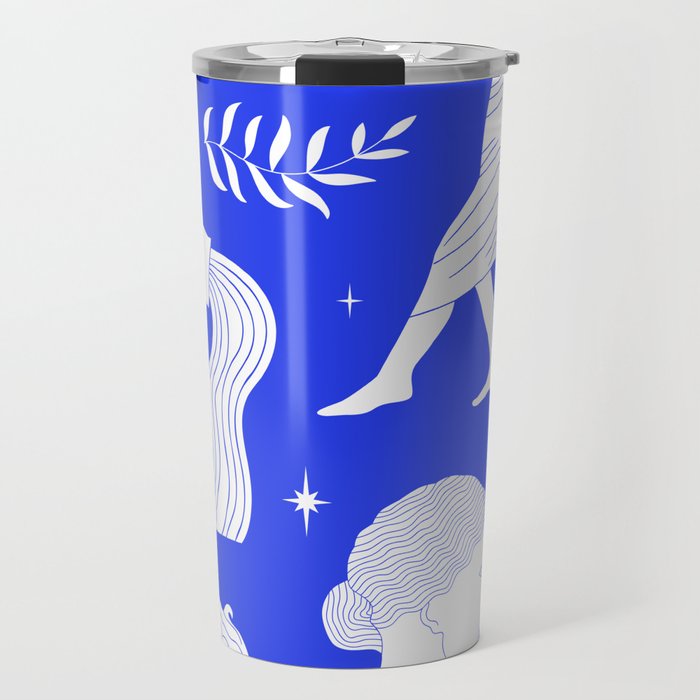 Blue greek statue and classic vintage monument pattern Travel Mug Gallery Image 1