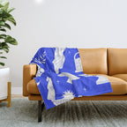 Blue greek statue and classic vintage monument pattern Throw Blanket Gallery Image 1