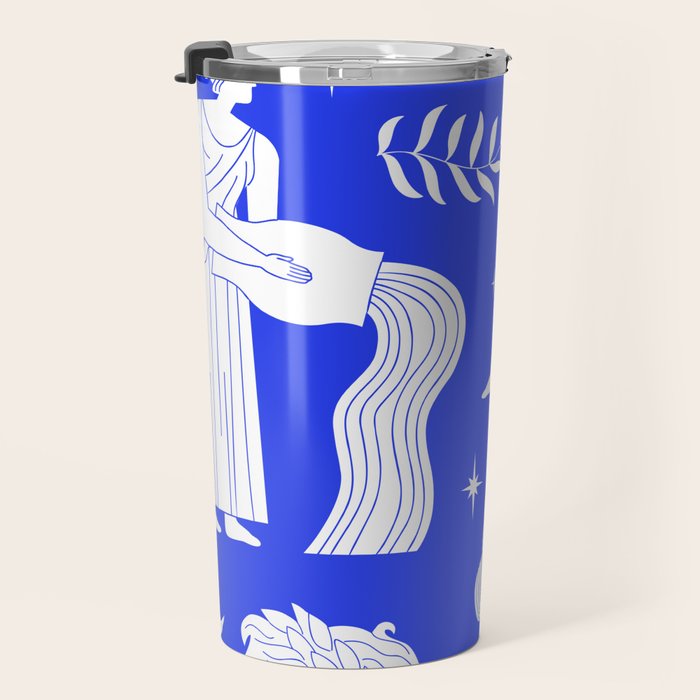 Blue greek statue and classic vintage monument pattern Travel Mug Gallery Image 3