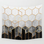 Charcoal Hexagons Wall Tapestry Gallery Image 4