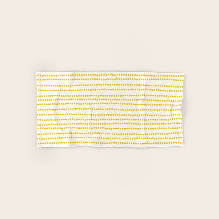 Mustard Yellow Smudgy Dotted Minimal Ink Stripes Pattern Bath Towel Gallery Image 1