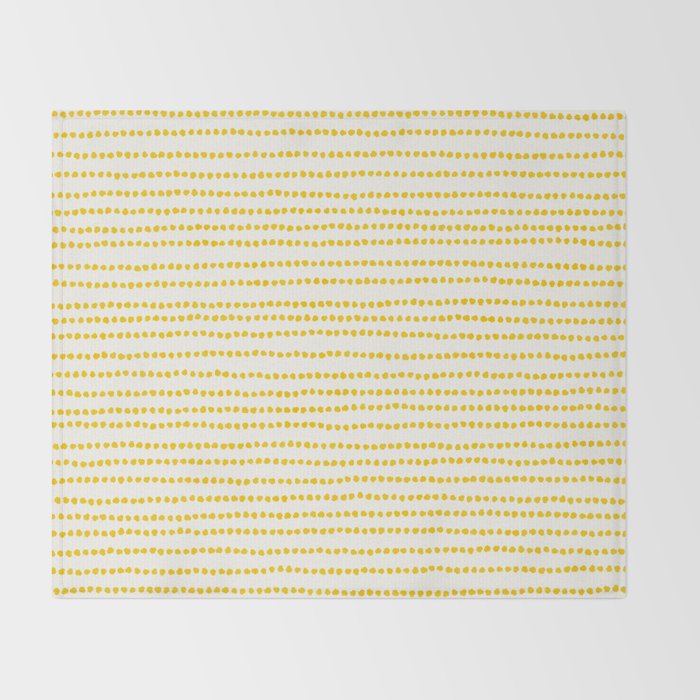 Mustard Yellow Smudgy Dotted Minimal Ink Stripes Pattern Throw Blanket Gallery Image 2