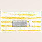 Mustard Yellow Smudgy Dotted Minimal Ink Stripes Pattern Desk Mat Gallery Image 1