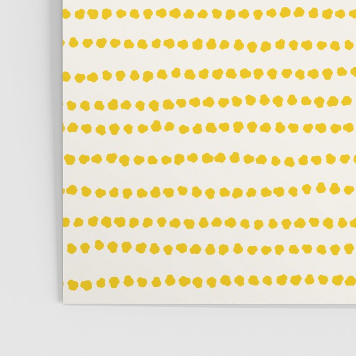 Mustard Yellow Smudgy Dotted Minimal Ink Stripes Pattern Poster Gallery Image 3