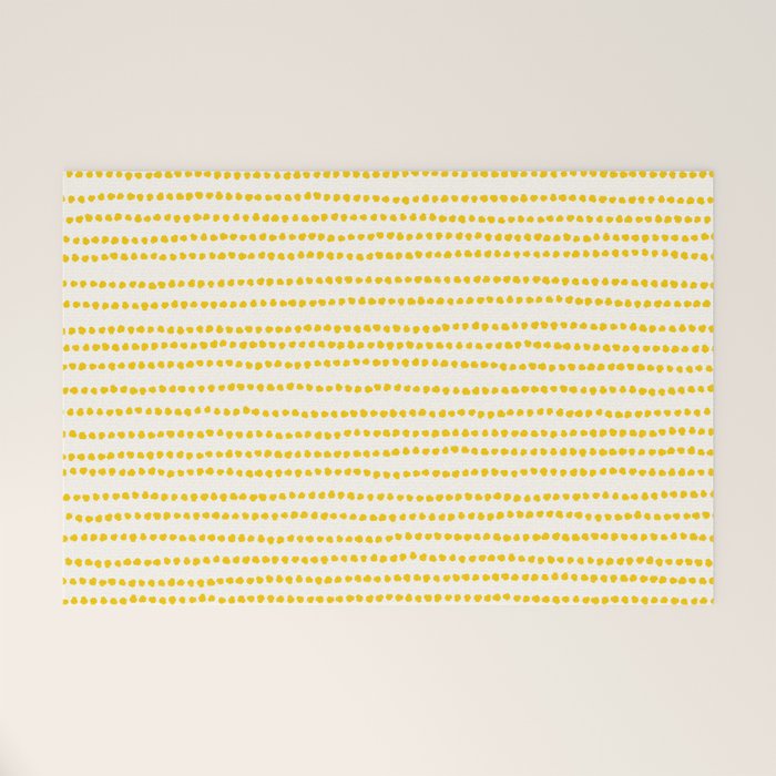 Mustard Yellow Smudgy Dotted Minimal Ink Stripes Pattern Welcome Mat Gallery Image 1