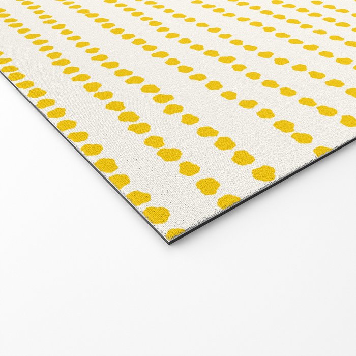 Mustard Yellow Smudgy Dotted Minimal Ink Stripes Pattern Welcome Mat Gallery Image 2