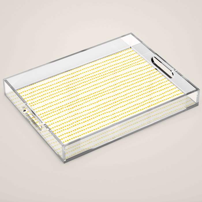 Mustard Yellow Smudgy Dotted Minimal Ink Stripes Pattern Acrylic Tray Gallery Image 1