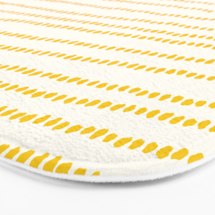 Mustard Yellow Smudgy Dotted Minimal Ink Stripes Pattern Bath Mat Gallery Image 3
