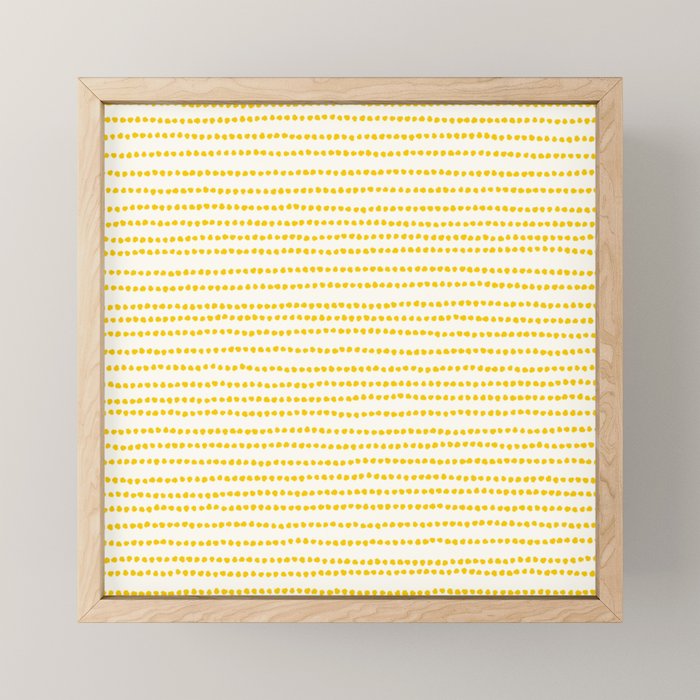 Mustard Yellow Smudgy Dotted Minimal Ink Stripes Pattern Mini Art Print Gallery Image 1