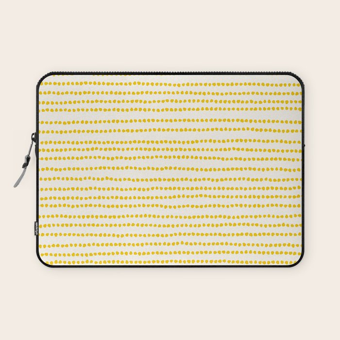 Mustard Yellow Smudgy Dotted Minimal Ink Stripes Pattern Laptop Sleeve Gallery Image 1