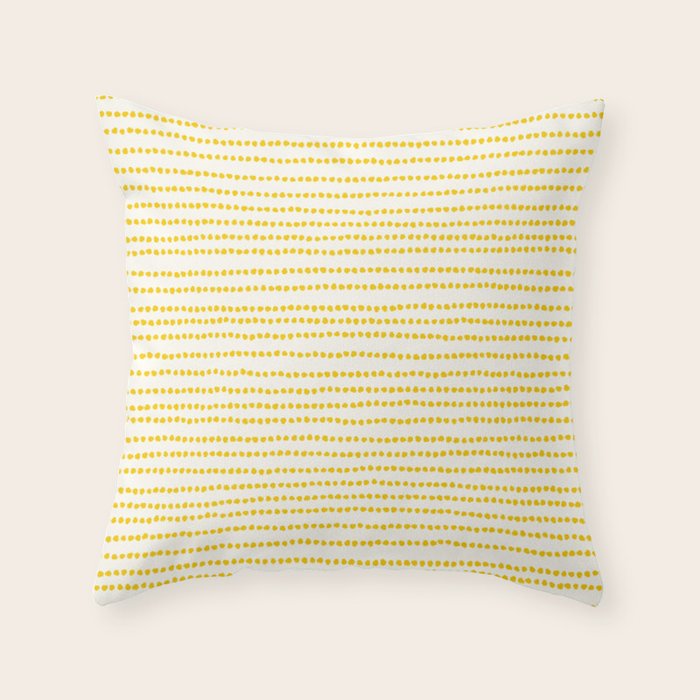 Mustard Yellow Smudgy Dotted Minimal Ink Stripes Pattern Throw Pillow Gallery Image 1