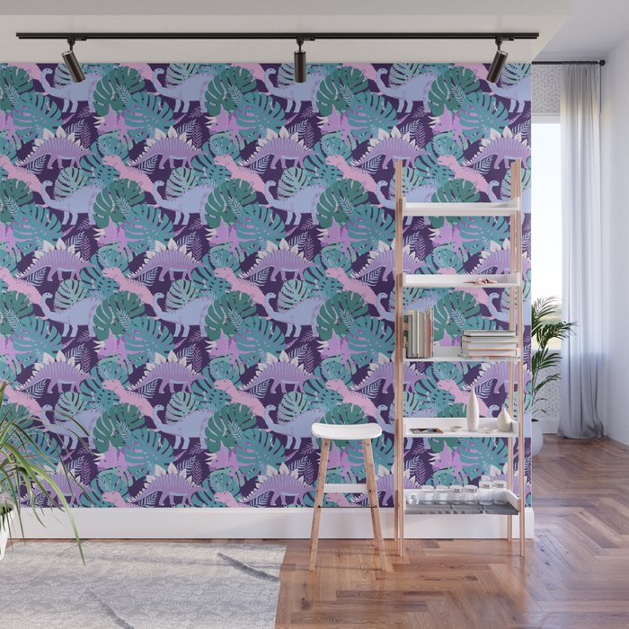 Jungle Dinosaur - Purple Wall Mural Gallery Image 1