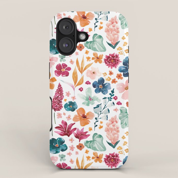 Colorful Tropical Jungle Watercolor Botanical Floral iPhone Case Gallery Image 1