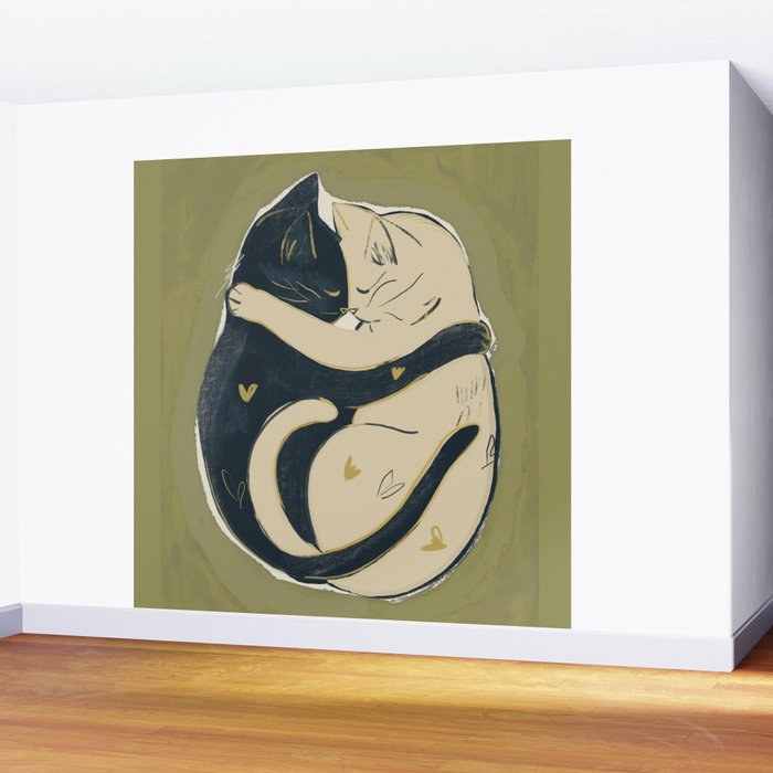 Cats In Love Wall Mural Gallery Image 2