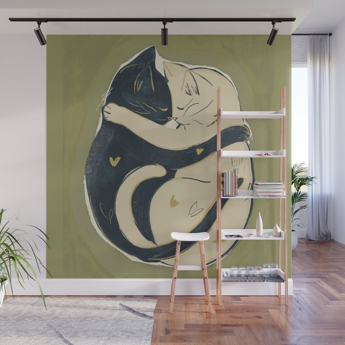 Cats In Love Wall Mural Gallery Image 1