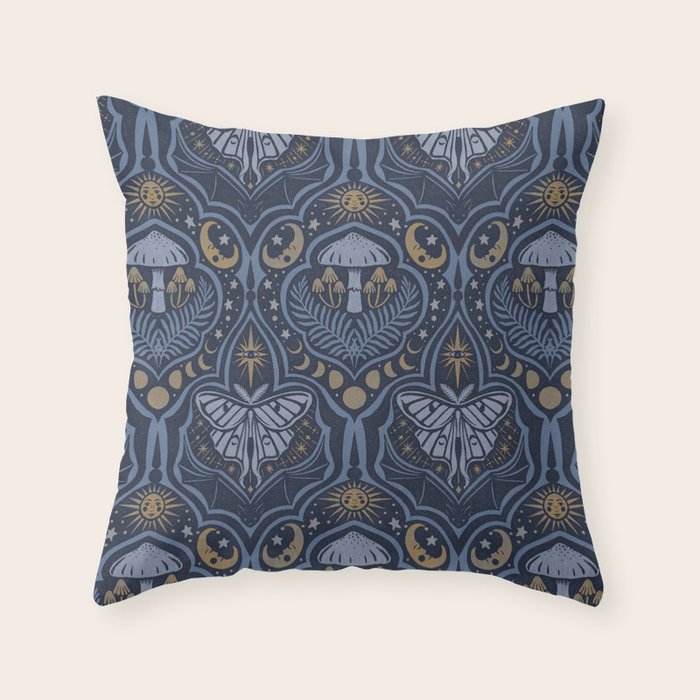 Celestial Forest Damask - celestial blue Throw Pillow Gallery Image 6