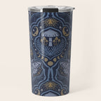 Celestial Forest Damask - celestial blue Travel Mug Gallery Image 1