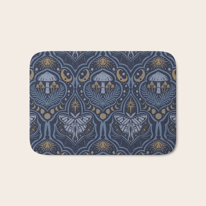 Celestial Forest Damask - celestial blue Bath Mat Gallery Image 1