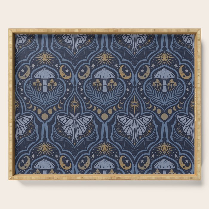 Celestial Forest Damask - celestial blue Serving Tray Gallery Image 1