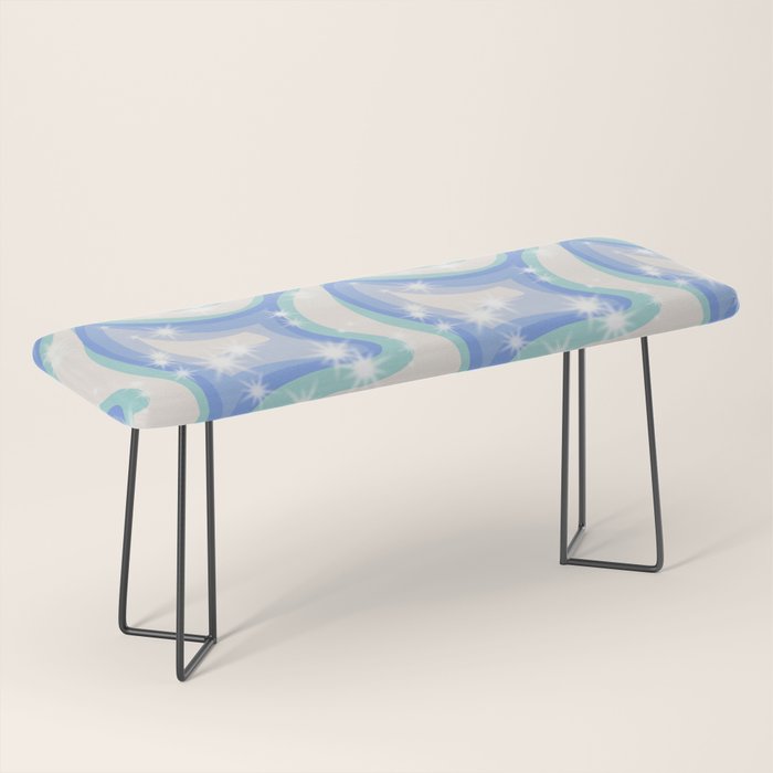 Groovy retro swirls blue Bench Gallery Image 1