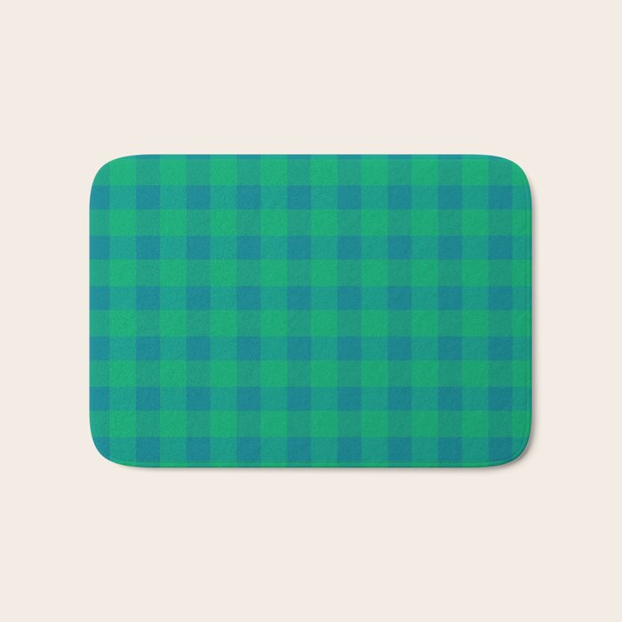 Retro Green Gingham Bath Mat Gallery Image 1