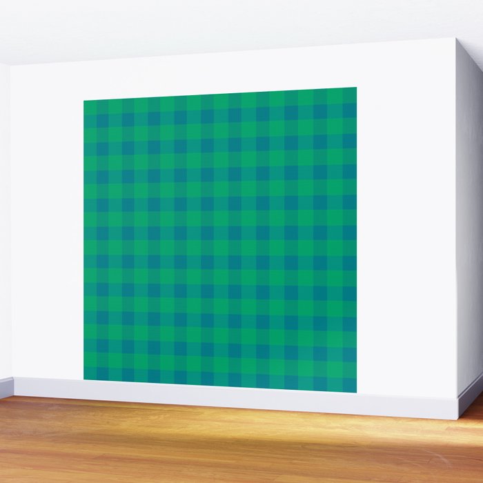 Retro Green Gingham Wall Mural Gallery Image 2