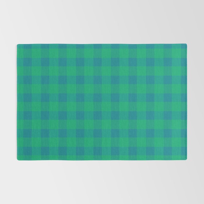 Retro Green Gingham Rug Gallery Image 2