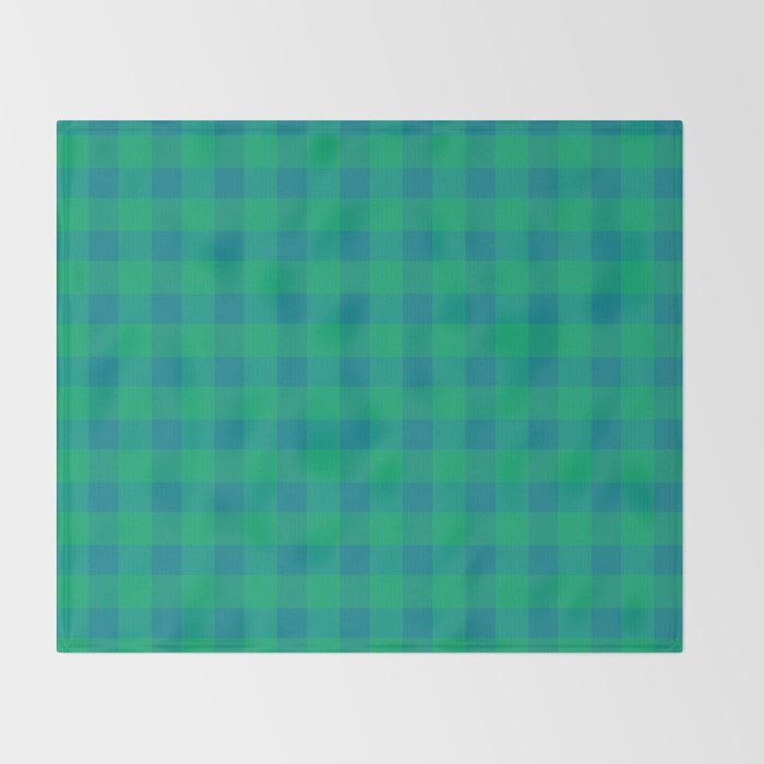 Retro Green Gingham Throw Blanket Gallery Image 2