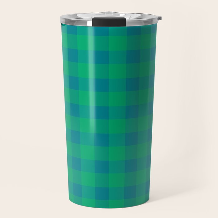 Retro Green Gingham Travel Mug Gallery Image 1