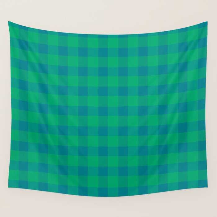 Retro Green Gingham Wall Tapestry Gallery Image 4