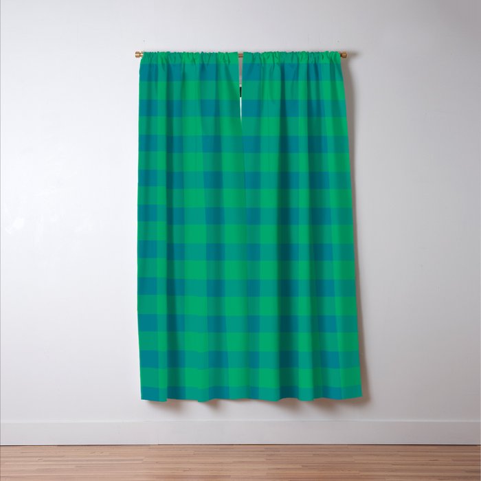 Retro Green Gingham Window Curtain Gallery Image 3