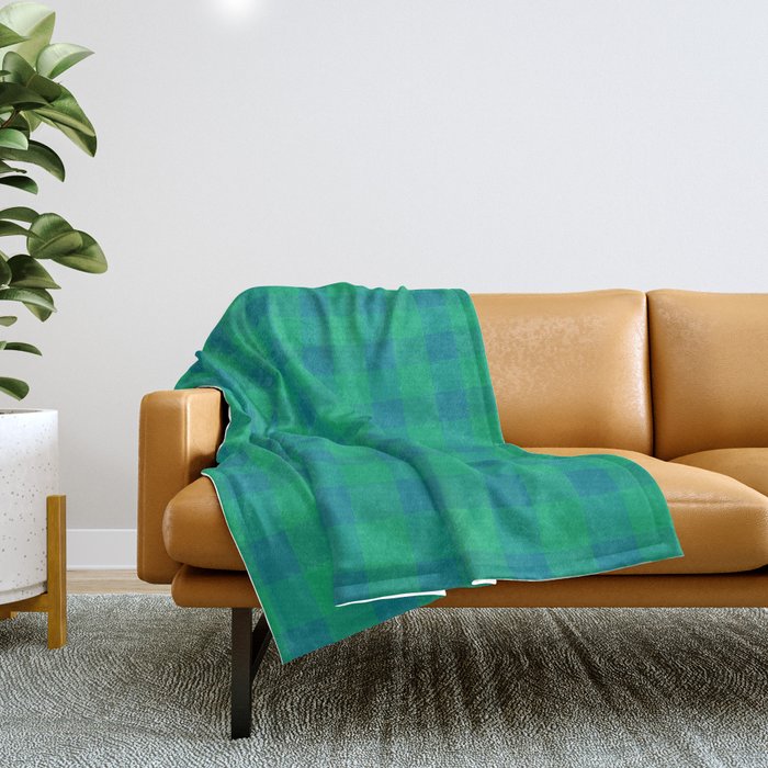 Retro Green Gingham Throw Blanket Gallery Image 1