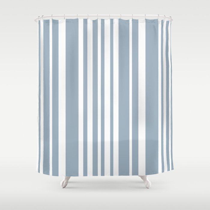 Classic Stripes XXXVI - Natural Blue  Shower Curtain Gallery Image 1