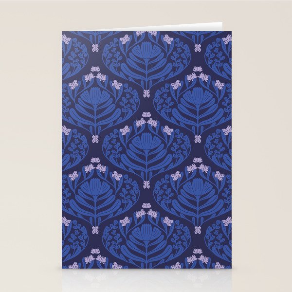 Butterflies and blossom blues pattern Stationery Card Gallery Image 2