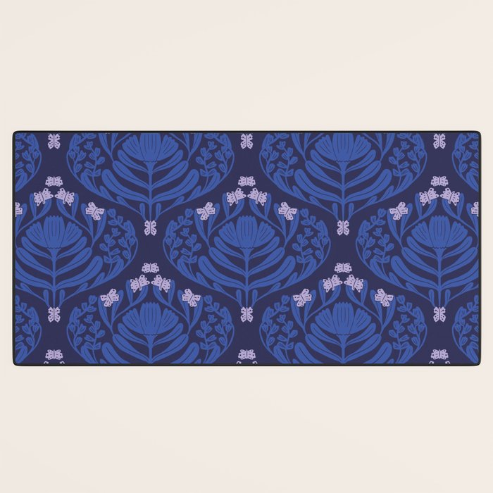 Butterflies and blossom blues pattern Desk Mat Gallery Image 3